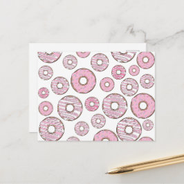 Muster von Donuts, rosa Donuts, Sprinklen Postkarte
