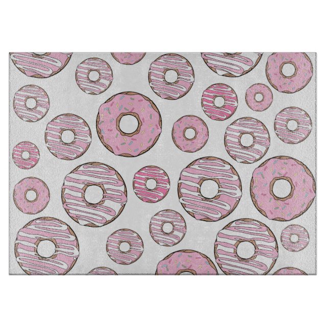 Muster von Donuts, rosa Donuts, Sprinklen Schneidebrett (Vorderseite)