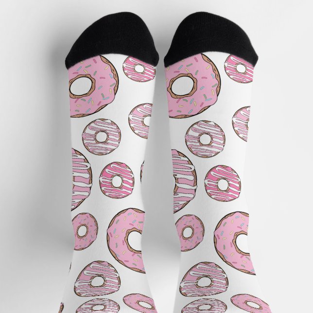 Muster von Donuts, rosa Donuts, Sprinklen Socken (Oben)