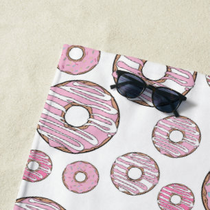 Muster von Donuts, rosa Donuts, Sprinklen Strandtuch