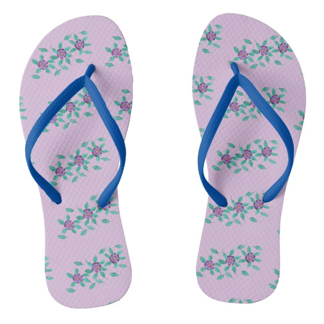 Muster von drei violetten Blumen florale FlipFlops (Fußbett)