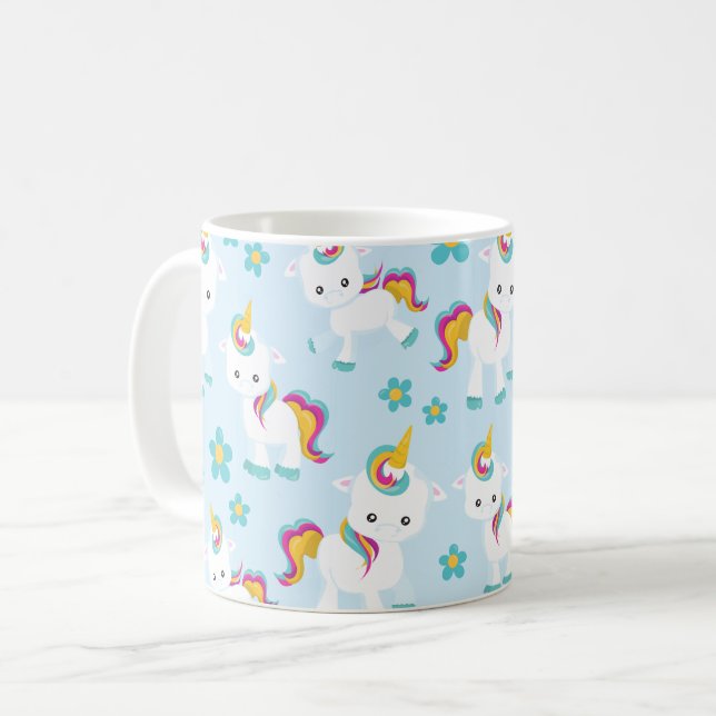 Muster von Einhörnern, Niedlichen Einhörnchen, Blu Kaffeetasse (Vorderseite Links)