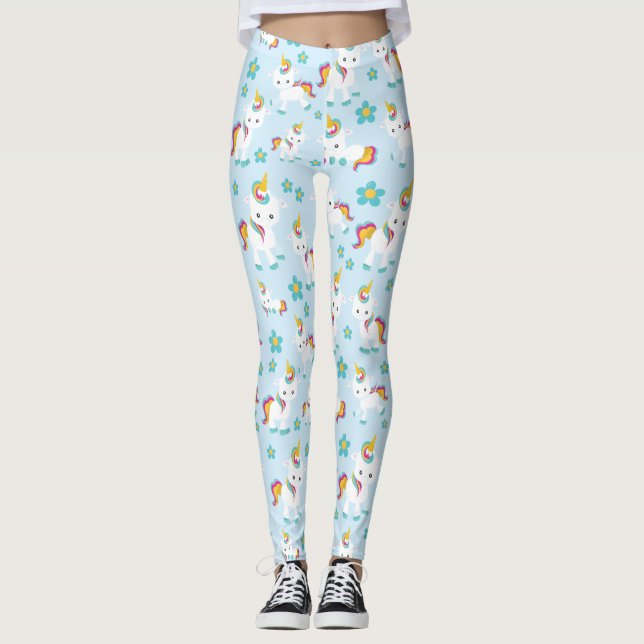 Muster von Einhörnern, Niedlichen Einhörnchen, Blu Leggings (Vorderseite)