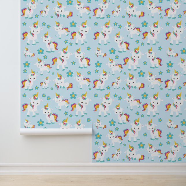 Muster von Einhörnern, Niedlichen Einhörnchen, Blu Tapete (Anwendung)