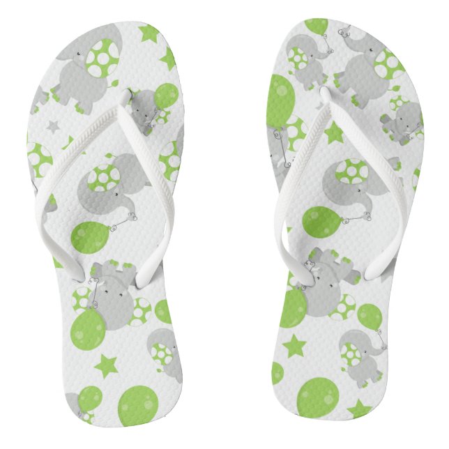 Muster von Elefanten, Niedliche Elefanten - grün g Flip Flops (Fußbett)