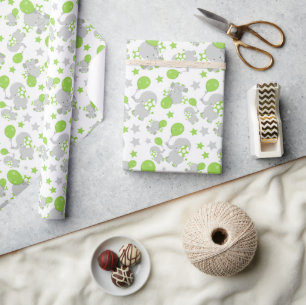Muster von Elefanten, Niedliche Elefanten - grün g Geschenkpapier