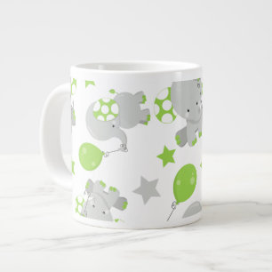 Muster von Elefanten, Niedliche Elefanten - grün g Jumbo-Tasse