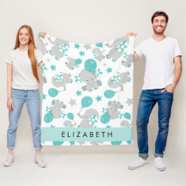 Muster von Elefanten, Niedliche Elefanten, Ihr Nam Fleecedecke