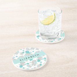 Muster von Elefanten, Niedliche Elefanten, Ihr Nam Getränkeuntersetzer