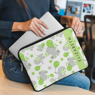 Muster von Elefanten, Niedliche Elefanten, Ihr Nam Laptopschutzhülle