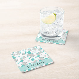 Muster von Elefanten, Niedliche Elefanten, Ihr Nam Rechteckiger Pappuntersetzer