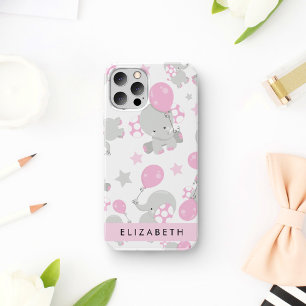 Muster von Elefanten, Süße Elefanten, Ihr Name iPhone 16 Hülle