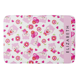 Muster von Eulen, Niedlichen Eulen, rosa Eulen, Ih Badematte