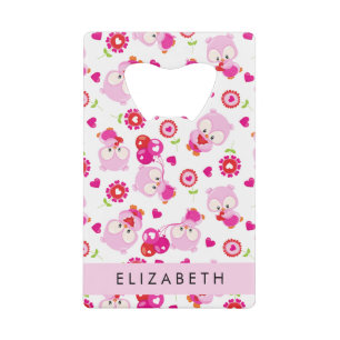 Muster von Eulen, Niedlichen Eulen, rosa Eulen, Ih Geldbeutel Flaschenöffner