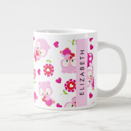 Muster von Eulen, Niedlichen Eulen, rosa Eulen, Ih Jumbo-Tasse