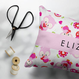 Muster von Eulen, Niedlichen Eulen, rosa Eulen, Ih Kissenbezug