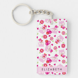 Muster von Eulen, Niedlichen Eulen, rosa Eulen, Ih Schlüsselanhänger