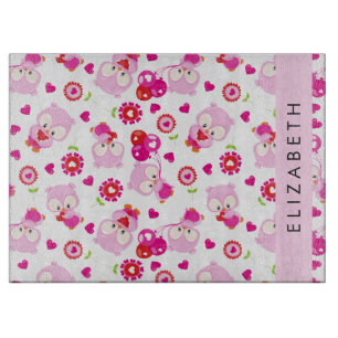 Muster von Eulen, Niedlichen Eulen, rosa Eulen, Ih Schneidebrett