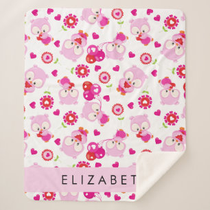 Muster von Eulen, Niedlichen Eulen, rosa Eulen, Ih Sherpadecke