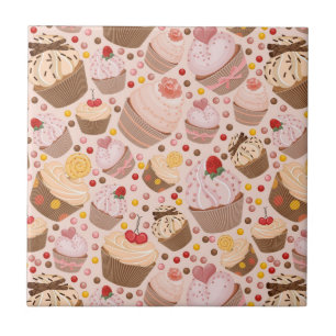 Muster von feierlichen Cupcakes Fliese