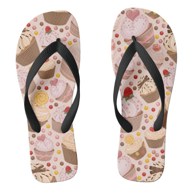 Muster von feierlichen Cupcakes Flip Flops (Fußbett)