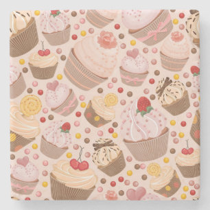Muster von feierlichen Cupcakes Steinuntersetzer
