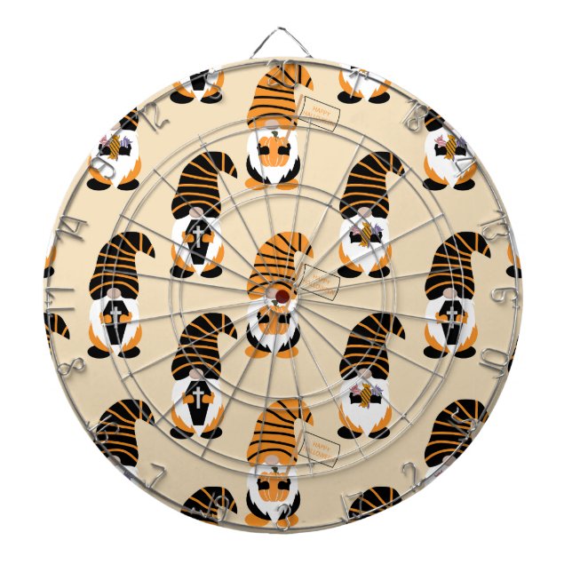 Muster von Gnomen, Halloween-Gnomen-Trick oder -Be Dartscheibe (vorne)