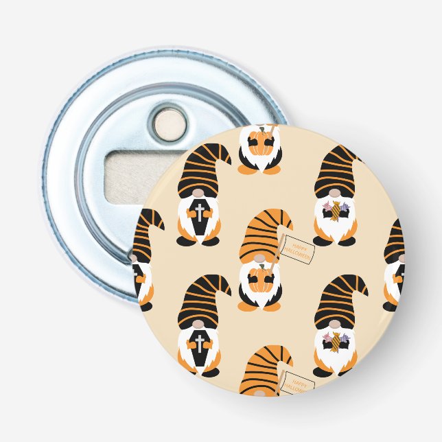 Muster von Gnomen, Halloween-Gnomen-Trick oder -Be Flaschenöffner (Vorderseite)