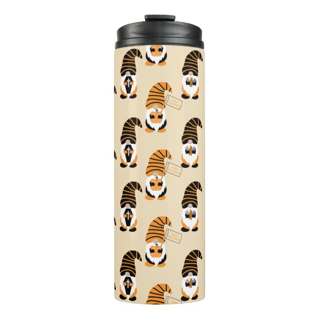 Muster von Gnomen, Halloween-Gnomen-Trick oder -Be Thermosbecher (Vorderseite)