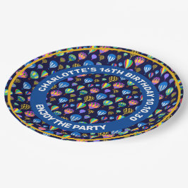 Muster von Heißluftballons. Navy Blue Background Pappteller