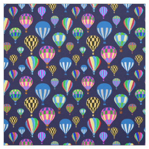 Muster von Heißluftballons. Navy Blue Background Stoff