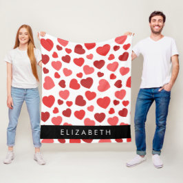 Muster von Herzen, roten Herzen, Ihr Name Fleecedecke