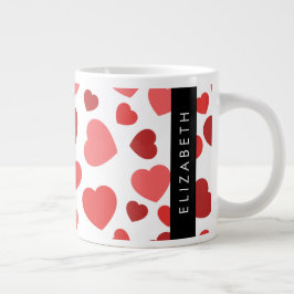 Muster von Herzen, roten Herzen, Ihr Name Jumbo-Tasse
