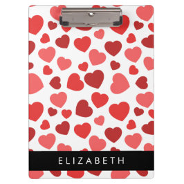 Muster von Herzen, roten Herzen, Ihr Name Klemmbrett
