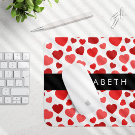Muster von Herzen, roten Herzen, Ihr Name Mousepad