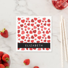 Muster von Herzen, roten Herzen, Ihr Name Serviette