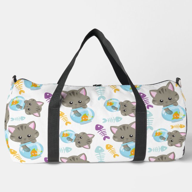 Muster von Katzen, Niedlichen Katzen, Kätzchen, Fi Duffle Bag (Vorderseite)
