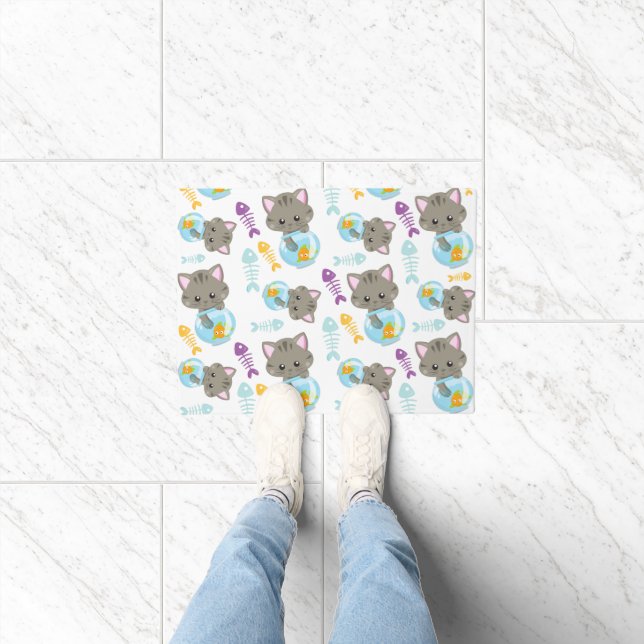 Muster von Katzen, Niedlichen Katzen, Kätzchen, Fi Fußmatte (Indoor)