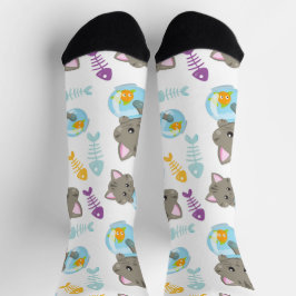 Muster von Katzen, Niedlichen Katzen, Kätzchen, Fi Socken