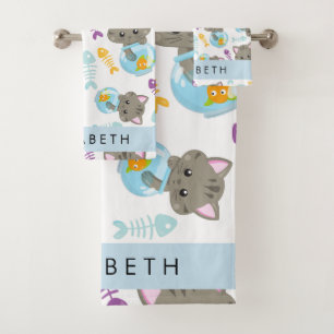 Muster von Katzen, Niedlichen Katzen, Kätzchen, Ih Badhandtuch Set