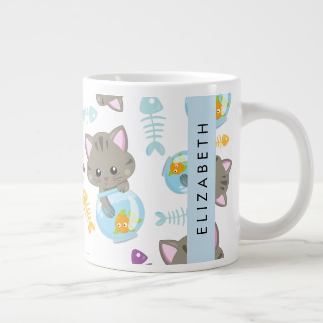 Muster von Katzen, Niedlichen Katzen, Kätzchen, Ih Jumbo-Tasse (Rechts)
