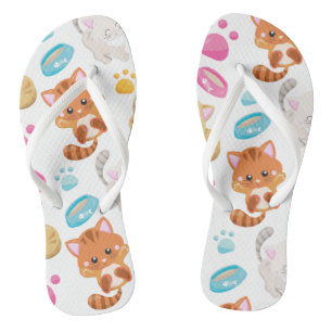 Muster von Katzen, Niedlichen Katzen, Kätzchen, Kä Flip Flops