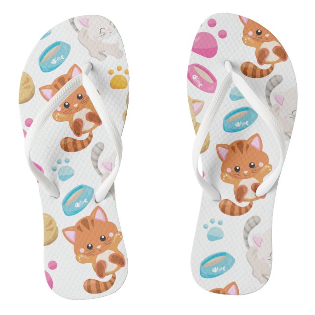 Muster von Katzen, Niedlichen Katzen, Kätzchen, Kä Flip Flops (Fußbett)