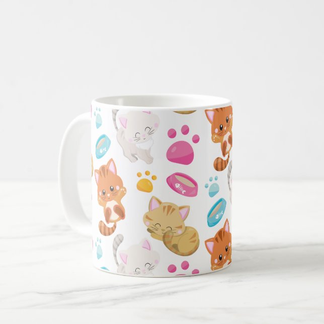 Muster von Katzen, Niedlichen Katzen, Kätzchen, Kä Kaffeetasse (Vorderseite Links)