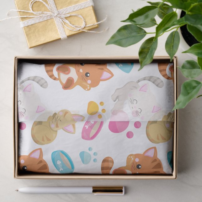 Muster von Katzen, Niedlichen Katzen, Kätzchen, Kä Seidenpapier (Geschenk)