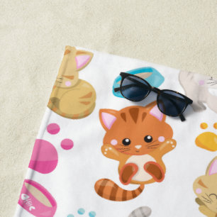 Muster von Katzen, Niedlichen Katzen, Kätzchen, Kä Strandtuch