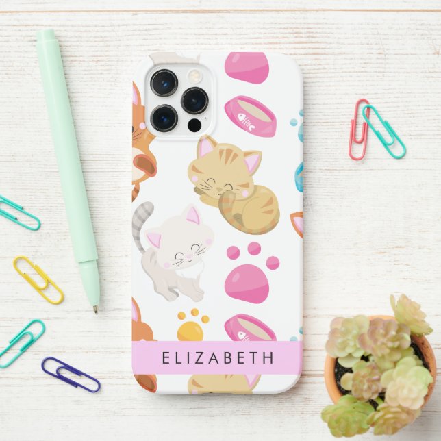 Muster von Katzen, Niedlichen Katzen, Kitty, Pfote iPhone Hülle (Auf dem Schreibtisch)