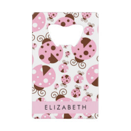 Muster von Ladybugs, rosa Ladybugs, Ihr Name Geldbeutel Flaschenöffner