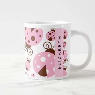Muster von Ladybugs, rosa Ladybugs, Ihr Name Jumbo-Tasse