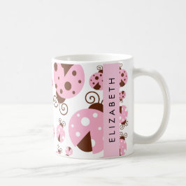Muster von Ladybugs, rosa Ladybugs, Ihr Name Kaffeetasse